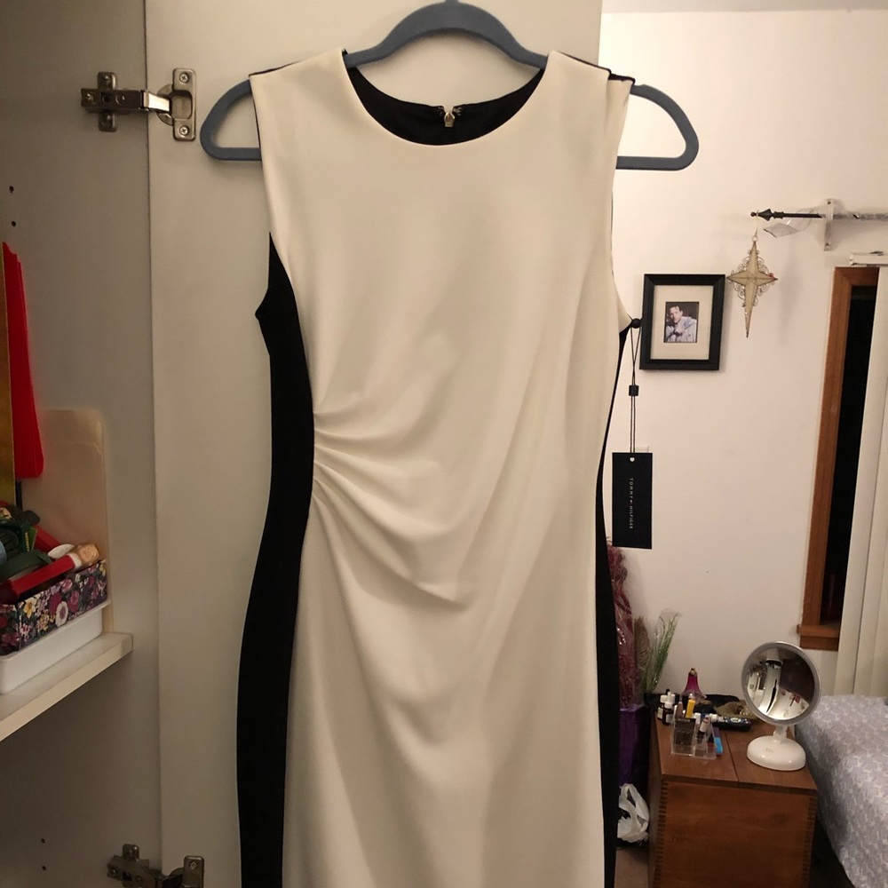 Black & White Sleeveless Scuba Dress